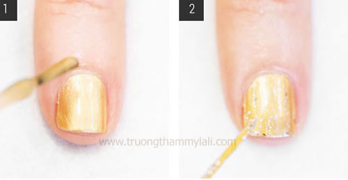 Tự Vẽ Móng Nail Màu Champagne Lấp Lánh 01