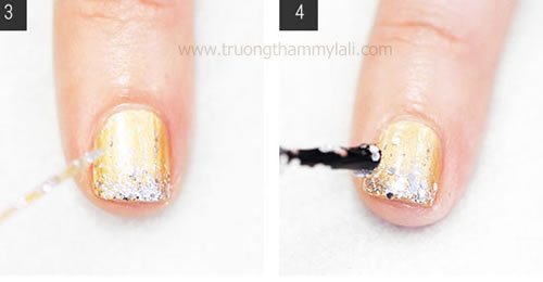 Tự Vẽ Móng Nail Màu Champagne Lấp Lánh 02