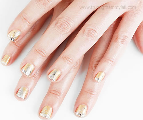 Tự Vẽ Móng Nail Màu Champagne Lấp Lánh 03